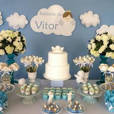 Como Adornar Una Mesa De Dulces Para Bautizo Como Decorar Mesas De Dulces Para F Boy Baptism Centerpieces Baptism Party Decorations Christening Gifts For Boys