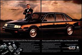 1985 Chrysler LeBaron GTS Luxury Performance Sedan 2 Page Vintage Print Ad  Art
