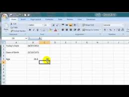 How To Calculate Age In Excel From A Date Of Birth Youtube