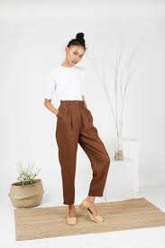 Brown Work Pants Outfit Chic Business Casual Outfits For Women Vintage Trousers Pants Outfit Work Brown Linen Pants