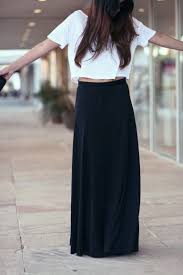 Black Floor Length High Waisted Flowing Evening Maxi Skirt Elvira Fashion Style Black Maxi Skirt