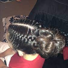 Did My Sisters Hair For Her Basketball Game Basketball Braids Messybun Hairstyles Cute Ball Hairstyles Basketball Hairstyles Sporty Hairstyles