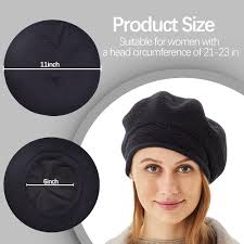 Amazon.com: Women French Beret Hat Beanie Winter Knit Knitted Warm Wool  Slouchy Paris Basque Baret Barrette Artist Cap Black Classic Solid Color,  Boinas de Mujer, Gifts for Ladies