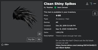 Black shiny spikes roblox id. Youri Hoek On Twitter Even Though It S Not One Of My Personal Favorites The Clean Shiny Spikes Just Became My First Ever Ugc Item To Reach 1 000 000 Sales Thanks Guys Very Cool