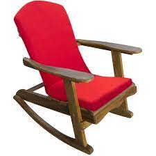trueshopping chaise a bascule pour jardin adirondack en teck avec coussin rouge furniture rocking chair patio furniture