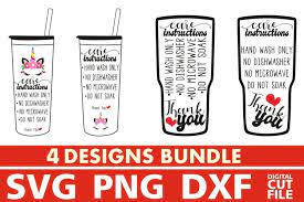 These drinkware care cards are perfect to print out and place in your packages. 4x Tumbler Care Cards Instructions Bundle Svg Label Cup 576140 Cut Files Design Bundles