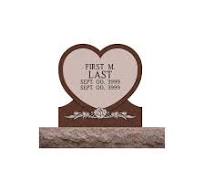 Simple Red Granite Heart Memorial- (ONE PERSON)(additional designs  available) - Red Granite / SH-2020-05