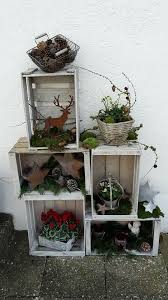 Obstkistenregal Mit Weihnachtsdekoration Mit Obstkistenregal Weihnachtsdekoration Natale Rustico Natale Artigianato Arredamento Autunnale