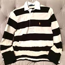 Black And White Striped Long Sleeve Polo Ralph Lauren Women S Rugby Shirt Women S Rugby Shirts Womens Rugby Rugby Shirt