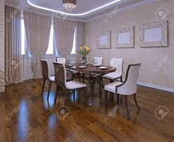 La luz es un factor importante para sentirse bien en todas nuestras habitaciones y, por supuesto, nos ayuda a tener suficiente brillo cuando estamos. Comedor En Estilo Moderno Cortinas Armario Luces De Neon Las Paredes De Color Crema Mesa De Cafe Y Sillas Blancas Luz 3d Rinden Fotos Retratos Imagenes Y Fotografia De Archivo Libres De