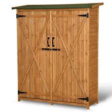 Amazon Com Mcombo 64 H Fir Wooden Shed Garden Storage Sheds Tool Shed Organizer Double Doors W L Wooden Storage Sheds Garden Storage Shed Wood Storage Sheds