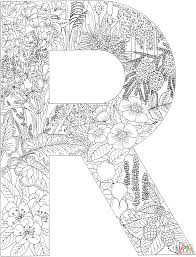 The letters are divided into sections, which can be colored differently. Letter R With Plants Coloring Page Free Printable Coloring Pages Coloring Letters Letter A Coloring Pages Easy Coloring Pages