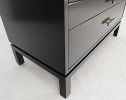 Buy black kallisto 3 drawer nightstand: Black Lacquer Three Drawers Brass Pulls Bachelor Chest Nightstand Harvey Probber For Sale At 1stdibs