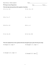 Writing Linear Equations Kuta Software