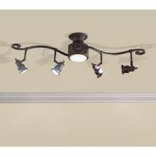 Hampton Bay Kara 5 Light Bronze Track Lighting 15561 012 The Home Depot Rustic Track Lighting Track Lighting Kitchen Ceiling Lights