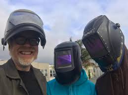 Naturally, Adam Savage is prepared to watch the eclipse today. (And not to  worry, as he writes in his post, "The welding helmets are set correctly  thanks for asking!)
