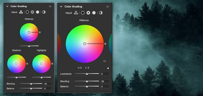 Color grading wheels