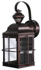 Black 1 light wall lantern with motion detector. Country Cottage Motion Sensor 14 3 4 High Antique Bronze Outdoor Light Traditional Outdoor Outdoor Wall Lighting Bronze Outdoor Lighting Outdoor Sconces