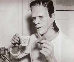Boris Karloff takes a tea break