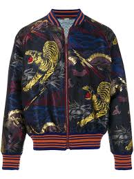 Gucci Tiger Jacquard Bomber Jacket Farfetch Bomber Jacket Jackets Silk Bomber Jacket
