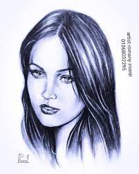 رسم بورتريه بالقلم الجاف female sketch art female
