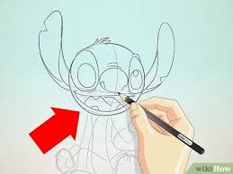 First draw a circle draw a light line through the middle and add the odd shape protruding from the circle. How To Draw Stitch From Lilo And Stitch 7 Steps With Pictures