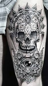Erkek Ust Bacak Dovme Modelleri Man Thigh Tattoos 43 Tattoos For Guys Sugar Skull Tattoos Skull Tattoos