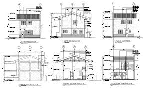 Service patio in first level and room with bathroom, second level has private area, three bedrooms. House Plan Elevation Section In 2021 House Plans Mansion House Plans Architectural House Plans