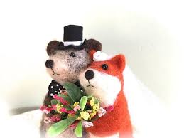 Cute Wedding Cake Topper Figurine Fox Bear Wedding Cake Topper Animal Cake Toppers Wedding Wedding Cake Topper Figurines Bear Wedding