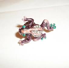 Jay Strongwater Swarovski Purple Frog "Peter" Tack Pin
