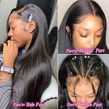 Natural color ,natural black human hair bundles hair package: Buy Free Part Brazilian Virgin Bone Straight Lace Front Wigs Human Hair 180 Density Pre Plucked Ear To Ear 13x4 Lace Frontal Straight Wigs Human Hair Glueless For Women Natural Black 20