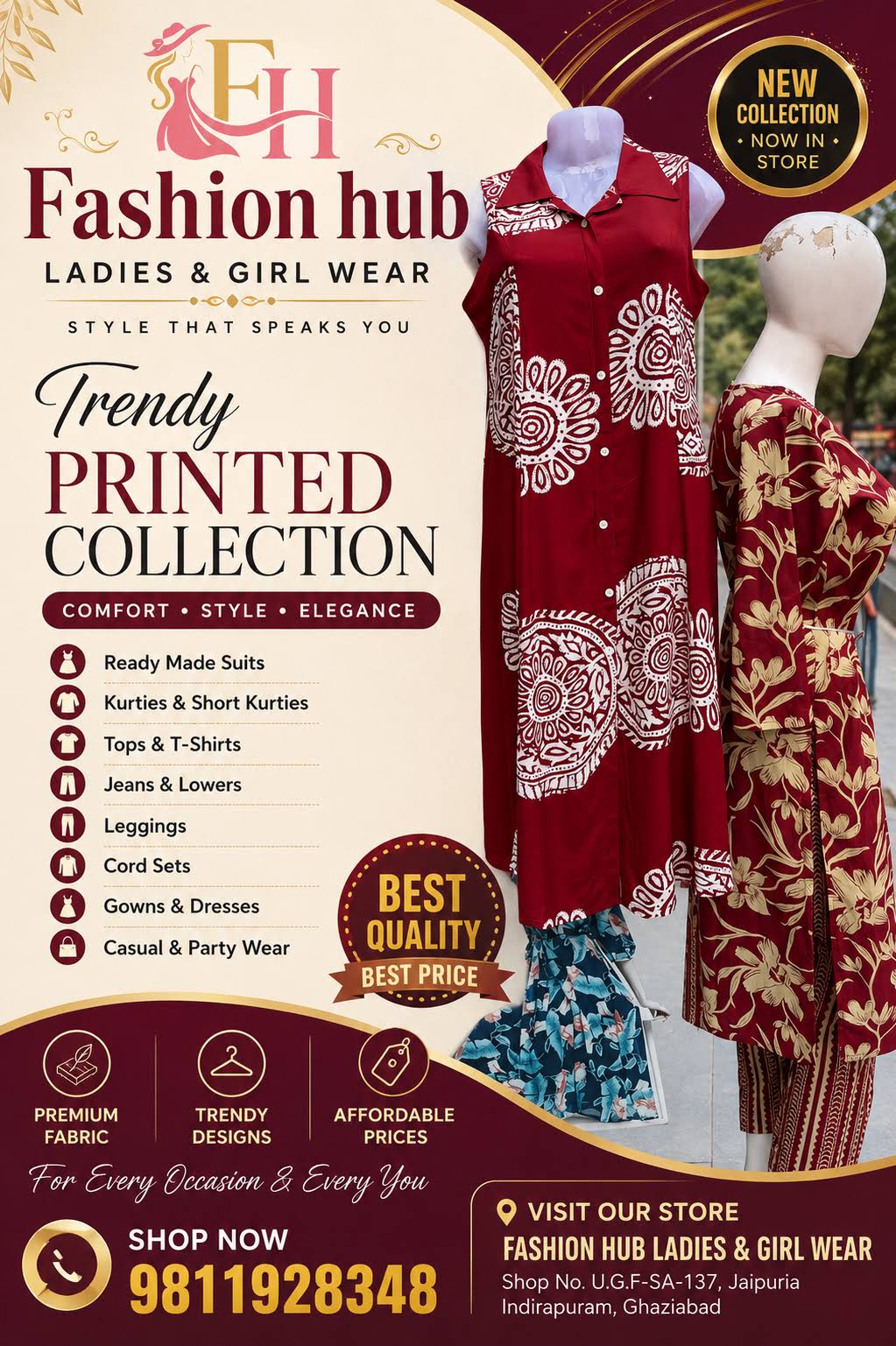 Maroon Ethnic Floral Print Dress product image
