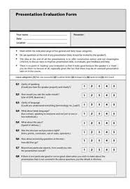 Presentation Evaluation Form Presentation Evaluation Form Presentation Evaluation Form Evaluation Form Training Evaluation Form
