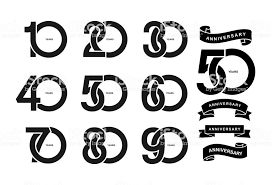 Set Of Anniversary Pictogram Icon Flat Design 10 30 50 70 90 Years Birthday Logo Logo Number Anniversary Logo