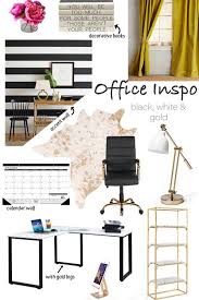 Black And White Striped Wall Decor Black And White Striped Wall Gold Office Decor Home Office Inspo Black White And Gold Office Dec Gold Office Decor White Office Decor Home Office Decor