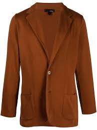Womens zara basic black textured knit button up blazer style jacket coat. Lardini Knitted Blazer Brown Milanstyle Com