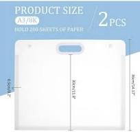2pcs Plastic Art Portfolio Folder 17x14" Large Art Portfolio with Handles  Waterproof Portfolio Folder Rectangle Arts Storage Case