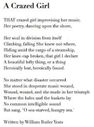 A Crazed Girl By W B Yeats Writing Poetry Yeats Quotes Poetry