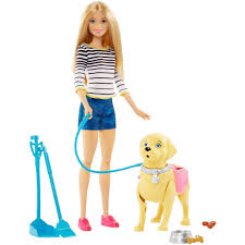 barbie walk potty pup set with doll