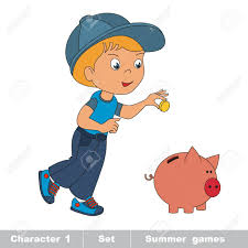 One Little Baby Boy Play With Coin And Piggy Bank Cartoon Character Royalty Free Cliparts Vectors And Stock Illustration Image 45164925 This is a free pose of a bigger premium set. one little baby boy play with coin and piggy bank cartoon character