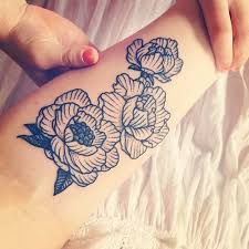 One reason is that it is very visible but can also be easy to hide. Awesome Black Outline Two Peony Flowers Tattoo Design For Forearm