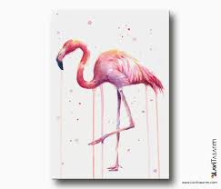 Suluboya Flamingo Tablo Hayvan Tablolari Lavi Tasarim Kus Sanat Sanatsal Baski Suluboya Sanati