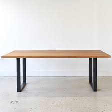 Our White Oak Modern Dining Table With Hand Welded U Shaped Steel Legs Is Crafted From Solid White O Light Wood Dining Table Modern Dining Table Dining Table