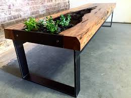 Beautiful Live Edge Table With Succulent Planter Planter Table Live Edge Table Entryway Tables