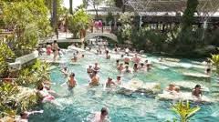 See that diagonal line of people? People Swim In Cleopatra Pools Near Pamu Stock Video Pond5
