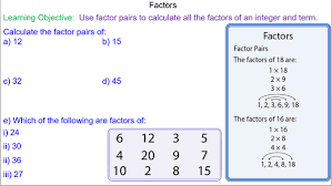 Factor Pairs Of Numbers And Terms Mr Mathematics Com