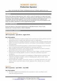 production operator resume samples