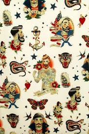 Maritime tattoos are a time honored tradition for sailors and those in the navy. Fabric Anchors Away In Tea Nautical Sailor Tattoos Alexander Henry Nicoles Prints Last One Yard Sailor Tattoos Sailor Tattoo Nautical Tattoo