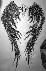 Small guardian angel with wings tattoo. The Fallen Angel Wings For Custom Tattoo Angel Wings Tattoo Fallen Angel Wings Wing Tattoos On Back