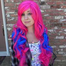 Which of these characters with blue hair looks coolest? On Sale Hot Pink And Blue Wig Rave From Exandoh On Etsy